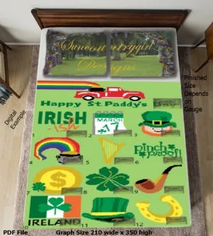 St. Patrick\'s Day graphghan 12 blocks + banner