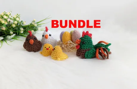 Chicken crochet pattern, amigurumi chicken family, crochet rooster, Easter eggs, crochet chicks, crochet patterns bundle