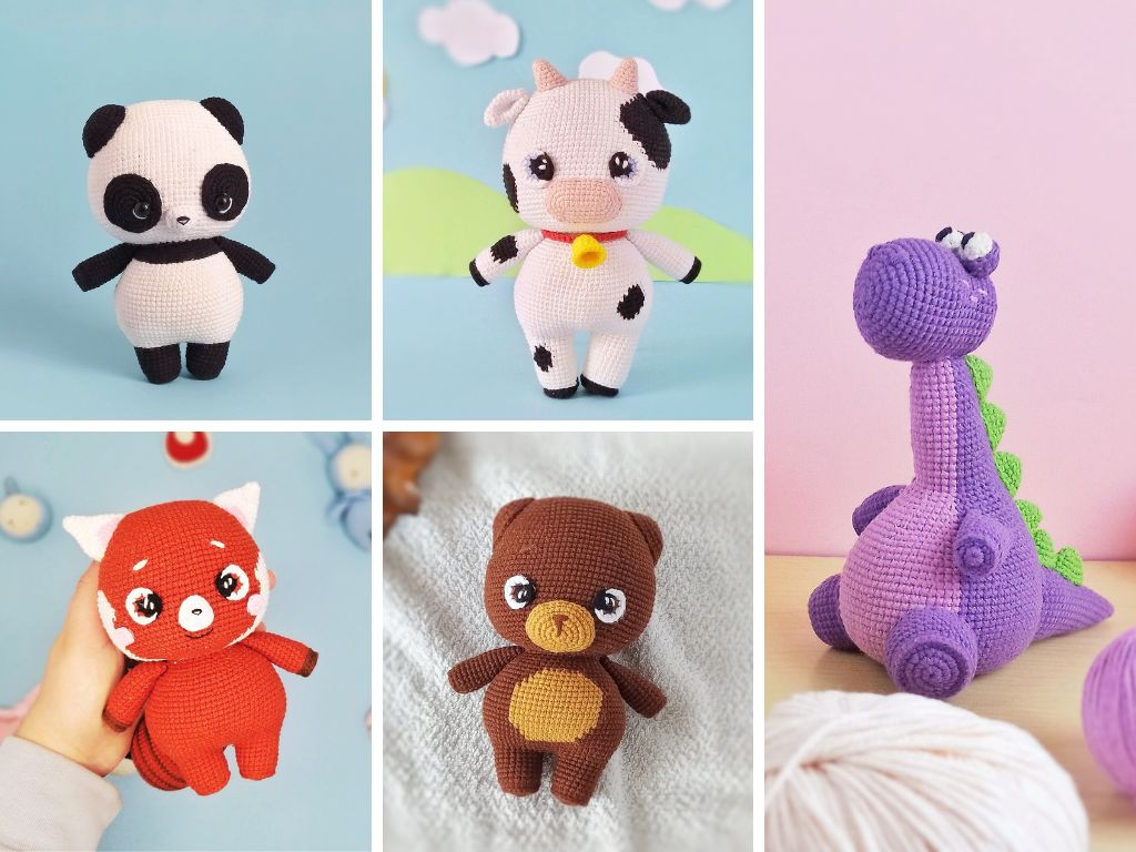 5 cute animals amigurumi bundle: Crochet pattern | Ribblr