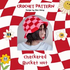 Crochet Checkered Bucket Hat