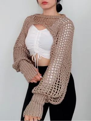 Gloved Puff Sleeves Crochet Pattern, Crochet Bolero