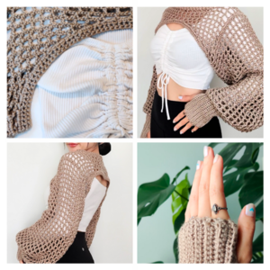 Gloved Puff Sleeves Crochet Pattern, Crochet Bolero