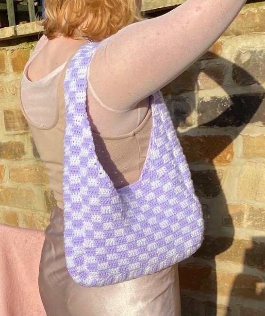 Trendy crochet checkered bag tutorial 