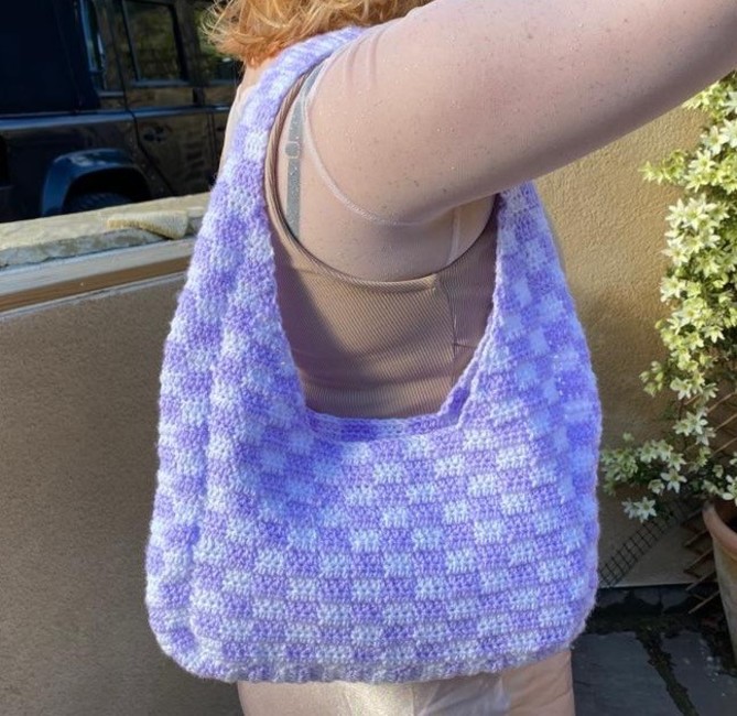 Checkered Knit Handbag