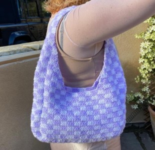 Checkered Crochet Shoulder Bag — Village Thrive
