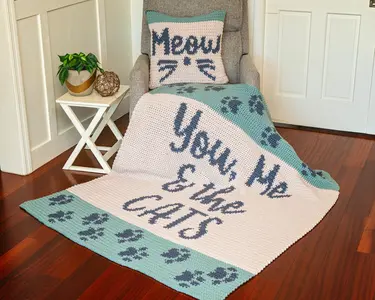 YOU, ME & THE CATS (DOGS) CROCHET BLANKET AND PILLOW COVER