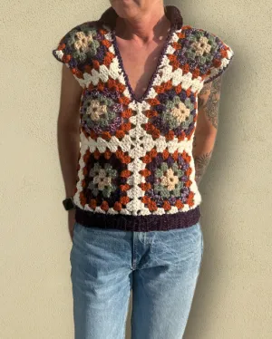 Granny Square V Neck Sweater