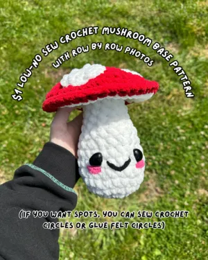 No-Low Sew Crochet Mushroom Base