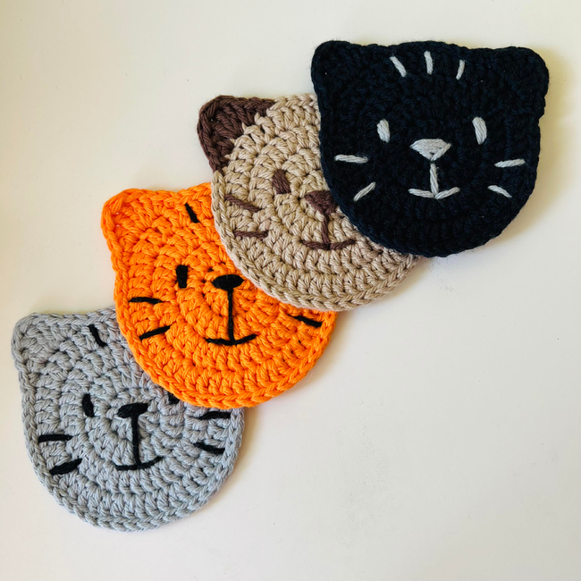 Crochet Cat Coasters - Sew Crafty Crochet