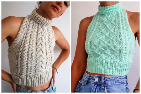 Cable Knit Halter Tops