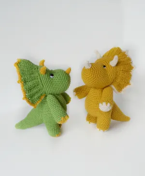 Crochet dinosaur pattern, amigurumi dinosaur triceratops pattern