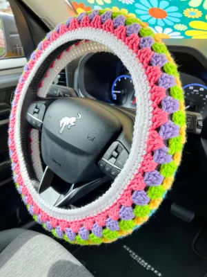 Retro Granny Square Steering Wheel Cover Crochet Pattern -  OkieGirlBling'n'Things