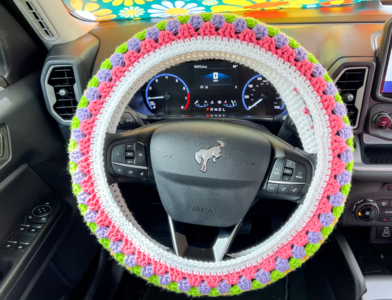 Retro Granny Square Steering Wheel Cover Crochet Pattern -  OkieGirlBling'n'Things
