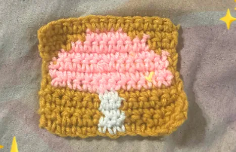 Crochet mushroom + mini heart