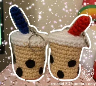 Boba tea crochet keychain – MelinaCreationsCo