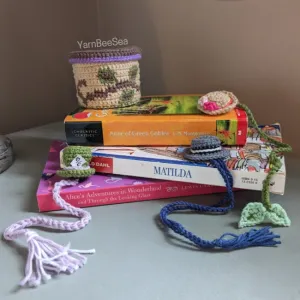 Crochet Literary Hat Bookmarks