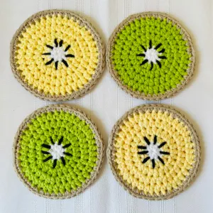 Crochet Kiwi Coaster