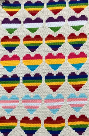 Mosaic Crochet Pride Heart Throw