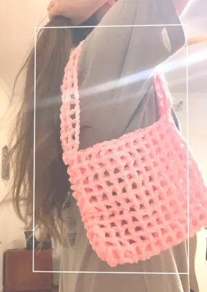 crochet mesh shoulder bag