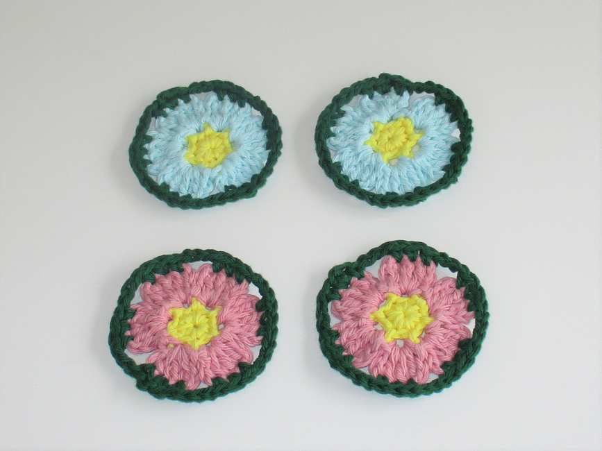 Daisy Flower Crochet Car Coasters for Cup Holders. Cotton Coasters