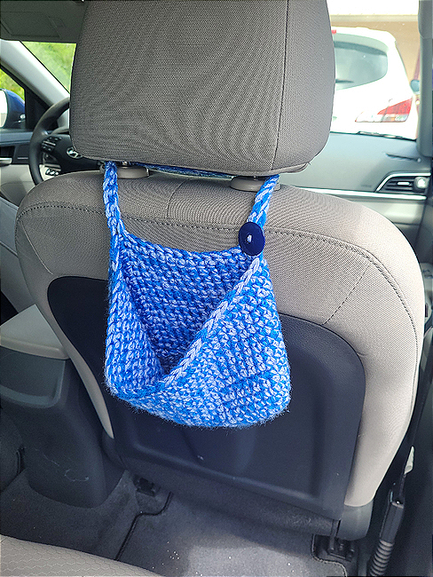 Mini Car Basket. Crochet Car Organizer, Mini Car Trash Bag