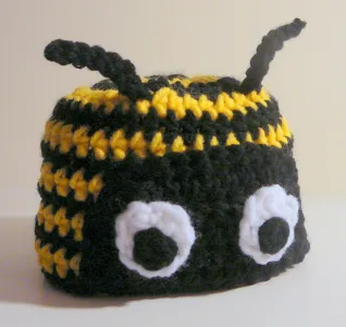 Bumble Bee Hat With or Without Earflaps Newborn to Adult