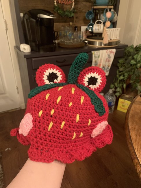 Frog hat crochet strawberry: Crochet pattern