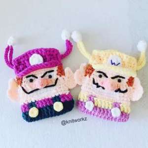 Wario and Waluigi Airpods Drawstring Pouch Pattern