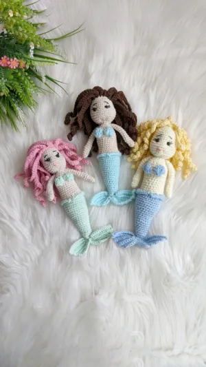 Crochet mermaid doll, crochet doll pattern