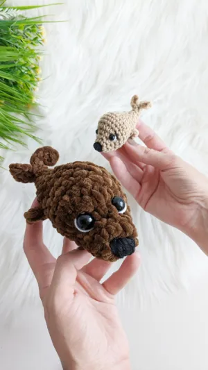 Crochet seal pattern, NO SEW crochet plush pattern, amigurumi sea animal