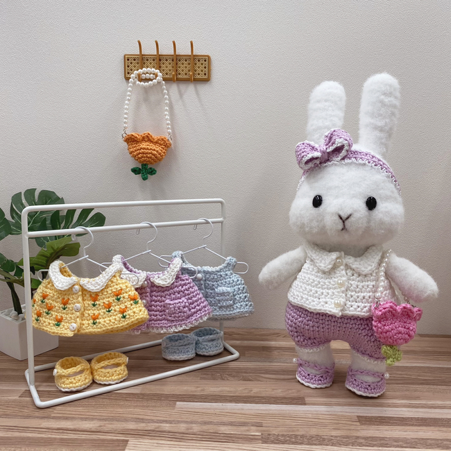 Rabbit And Tulip Crochet Kit For Beginners, Amigurumi Stuffed