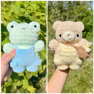 Frog & Honey Bear in Overalls pattern bundle