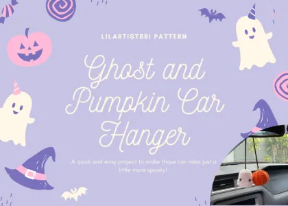 crochet mini pumpkin and ghost car hanger pattern