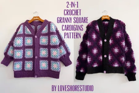 2-in-1 Crochet Granny Square Cardigans Pattern