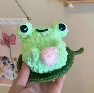 crocheting frog