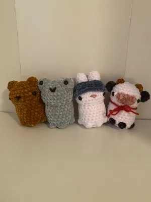 4in1 sitting bear, frog, bunny, cow