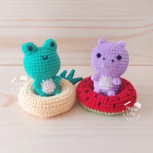 Frog & Hippo in Fruit Swim Rings