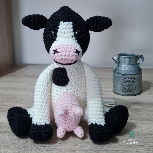 Crochet Kit for a Cute Amigurumi Animal Toy Flora the Friesian Cow