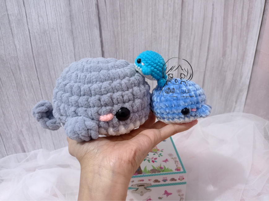 Super cute! Handmade Crochet light purple Plush Whale!