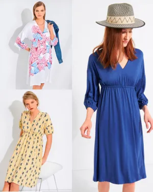 Burda | Romantic, Peplum dress, V-neckline | Super Easy | Sizes 34, 36, 38, 40, 42, 44