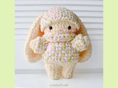 Crochet Bunny with Turtleneck Sweater & Hat Plushie Pattern