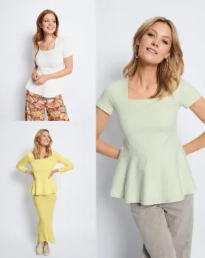 Burda | Casual, Peplum top | Super Easy | Sizes 34, 36, 38, 40, 42, 44