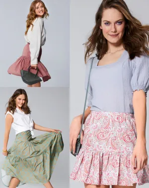 Burda | Boho, Flounce skirt | Super Easy | Sizes 34, 36, 40, 42, 44