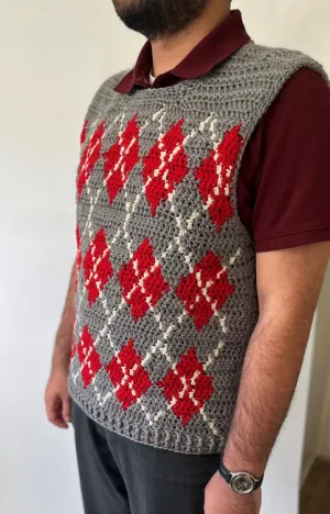 Mens Argyle Sweater Vest Crochet Pattern