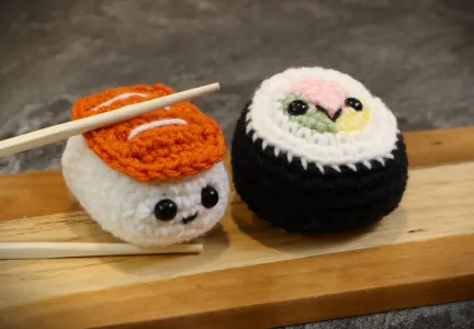 Sushi Roll and Nigiri Amigurumi Food