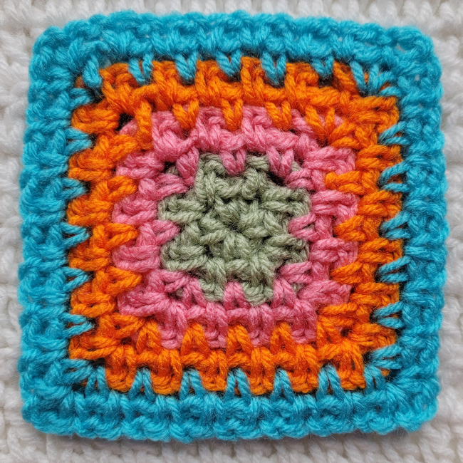 Green and Purple Granny Square Crochet Bag Charm / Keychain 