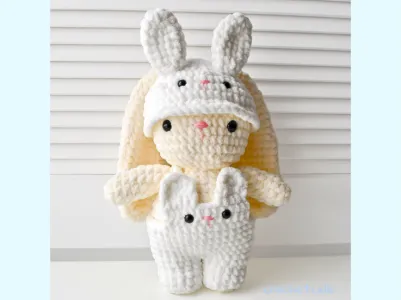 Crochet Bunny with Hat and Overalls Plushie Pattern
