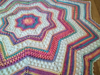 Rainbow Hugs Mosaic Crochet Blanket - MJ's off the Hook Designs