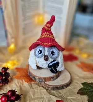 Crochet snowy Halloween witch owl amigurumi pattern