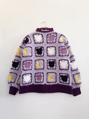 Luna Cat Crochet Granny Square Sweater Pattern